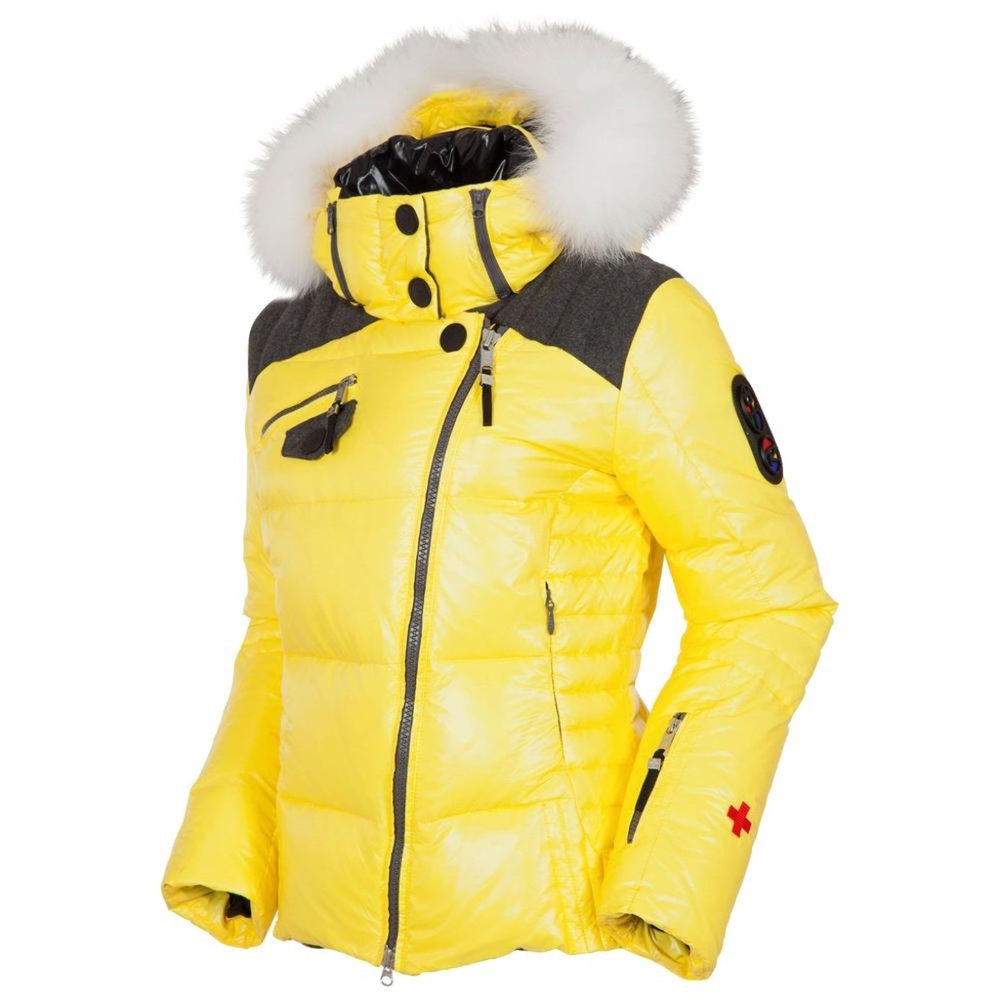 Rossingol JCC Perfect Down Ski Jacket with Fur Trim Small Yellow
